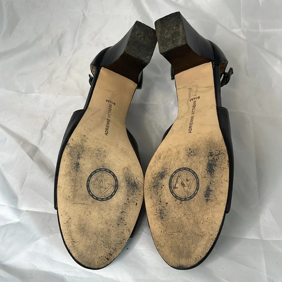 ADRIENNE VITTADINI Ricochet Open Toe Shoes Black Fine Leather Block Heel 9.5 - Picture 7 of 11